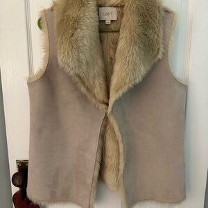 LOFT Cream Faux Fur Vest